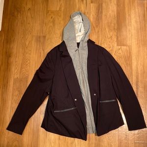 Torrid 00 layered jacket hoodie black and gray